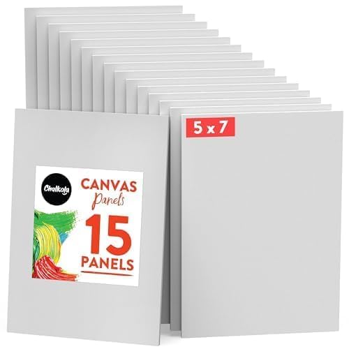 Chalkola Paint Canvas Panels 5x7 inch (15 Pack) for Acrylic Painting & Oil Art, Primed 100% Cotton Boards, Acid-Free for Professional Artists, Hobby Painters, Kids & Beginners - Image 1